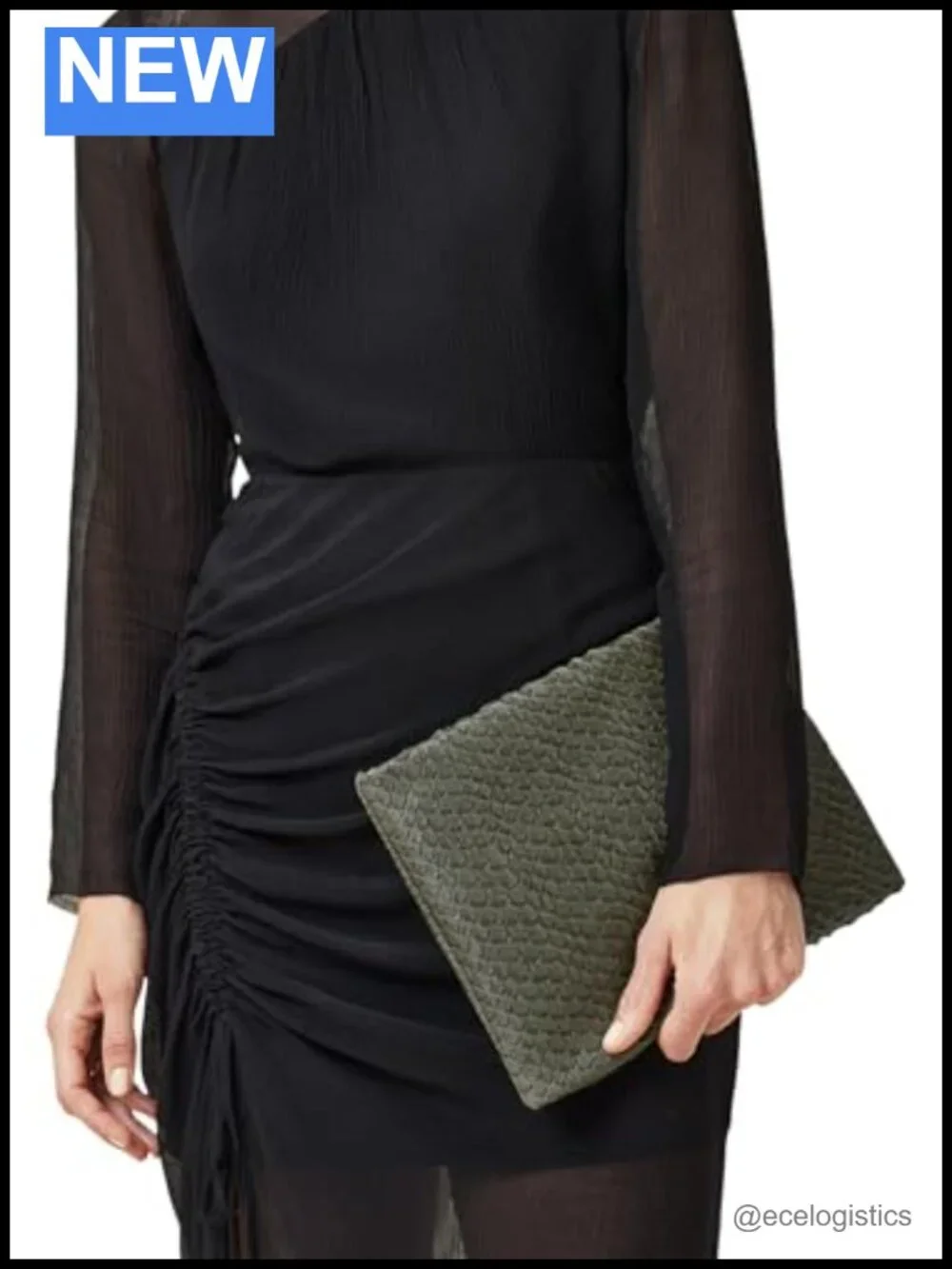 AllSaints Bettina Snake Clutch Handbag Cow Leather